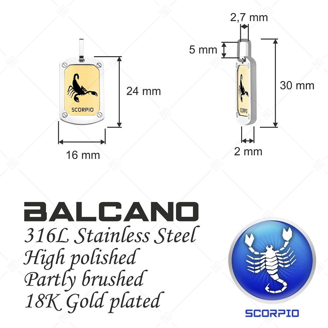 BALCANO - Scorpio / Horoszkópos medál, 18K arany bevonattal - Skorpió csillagjegy (242248BC88)