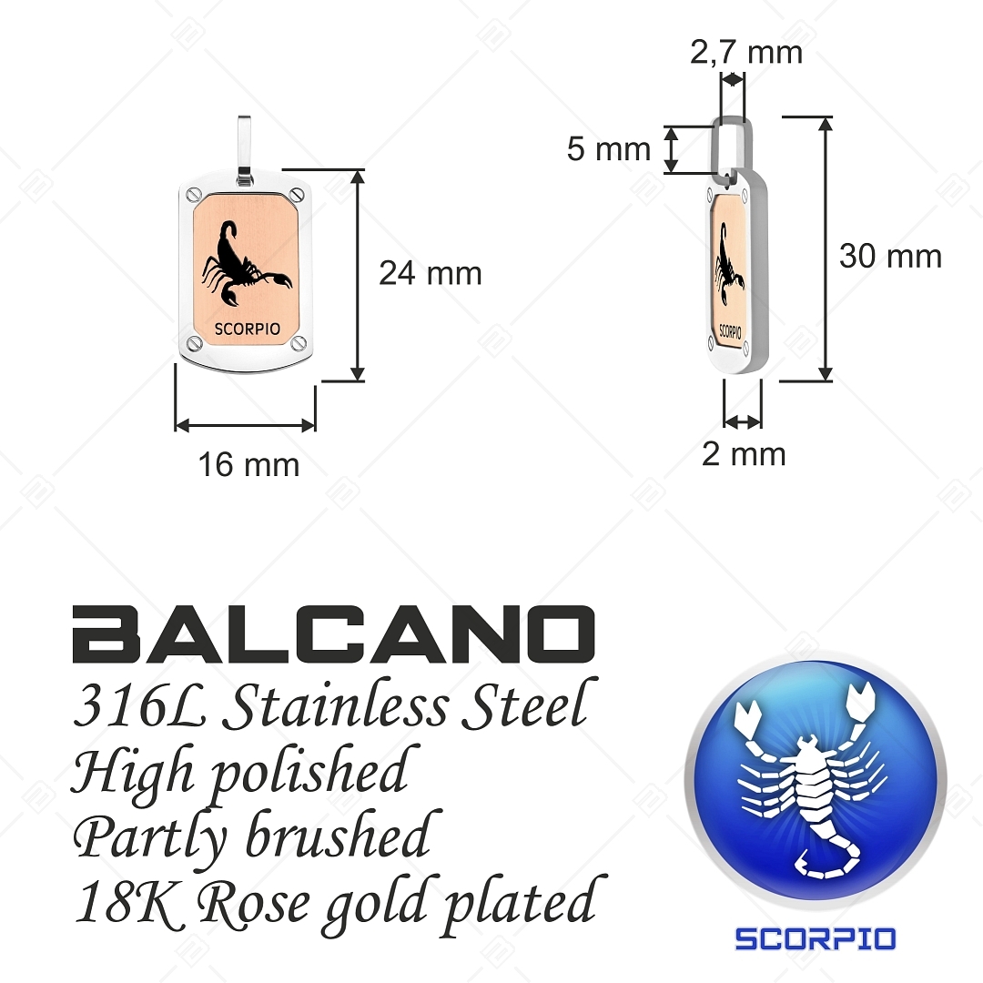 BALCANO - Scorpio / Horoszkópos medál, 18K rozé arany bevonattal - Skorpió csillagjegy (242248BC96)