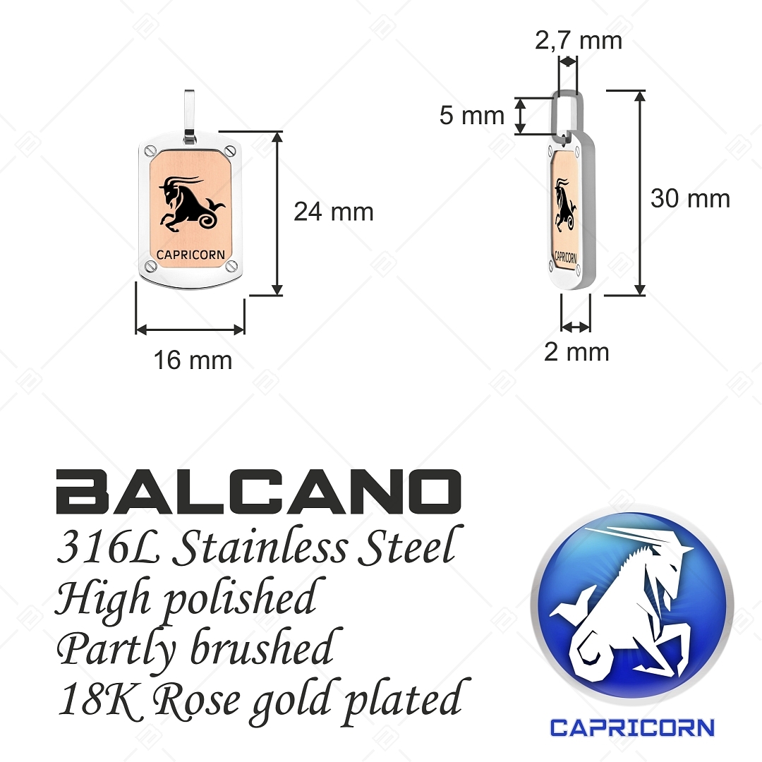 BALCANO - Capricorn / Horoszkópos medál, 18K rozé arany bevonattal - Bak csillagjegy (242250BC96)