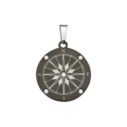 BALCANO - Compass / Iránytű medál cirkónia drágakövekkel, fekete PVD bevonattal