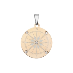 BALCANO - Compass / Iránytű medál cirkónia drágakövekkel, 18K rozé arany bevonattal