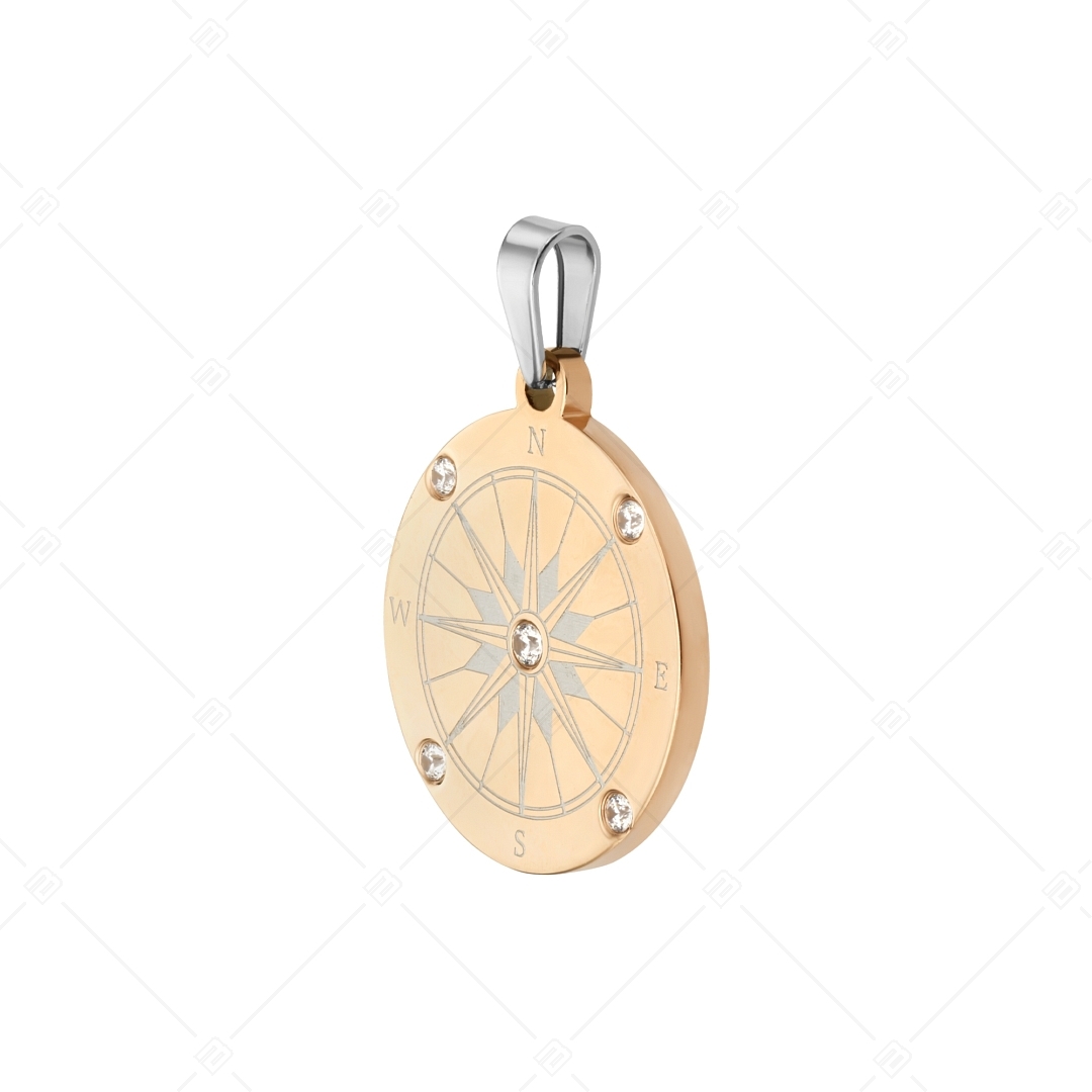 BALCANO - Compass / Iránytű medál cirkónia drágakövekkel, 18K rozé arany bevonattal (242253BC96)