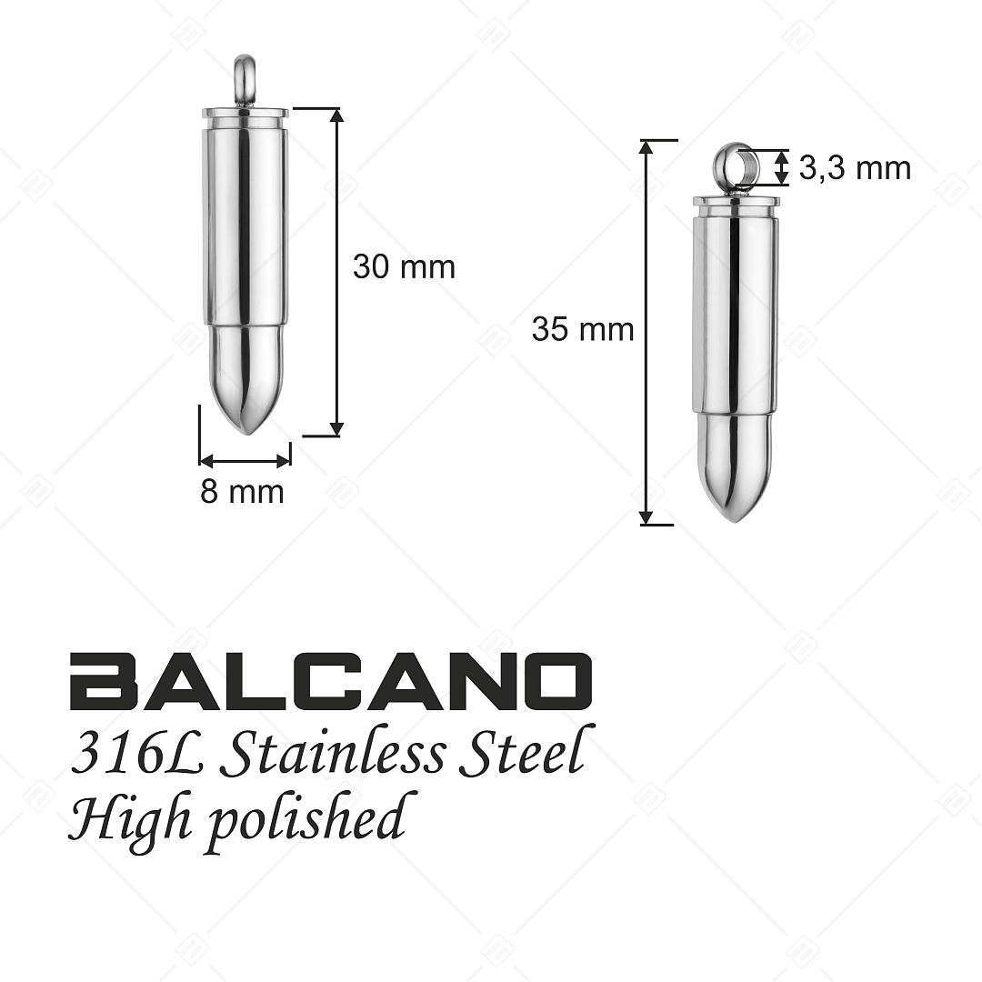 BALCANO - Bullet / Pisztolygolyó, töltény medál magasfényű polírozással (242258BC97)