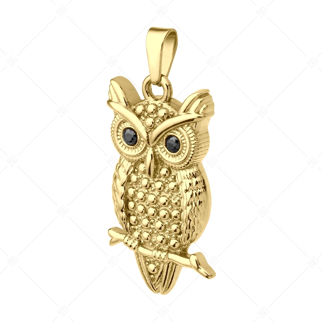 BALCANO - Owl / Nemesacél bagoly medál 18K arany bevonattal és zirkónia drágakövekkel (242262BC88)