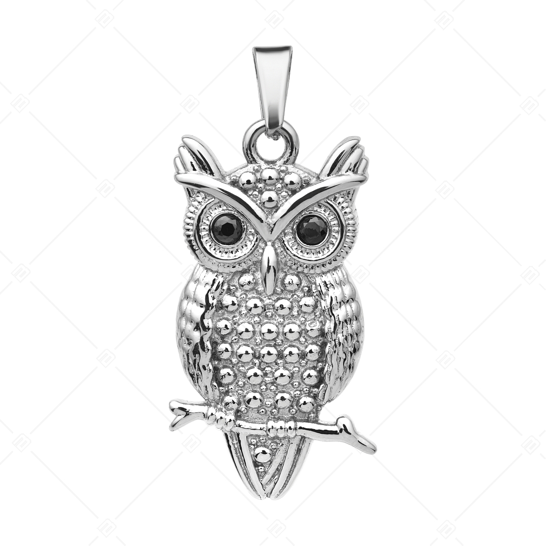 BALCANO - Owl / Nemesacél bagoly medál magasfényű polírozással és zirkónia drágakövekkel (242262BC97)