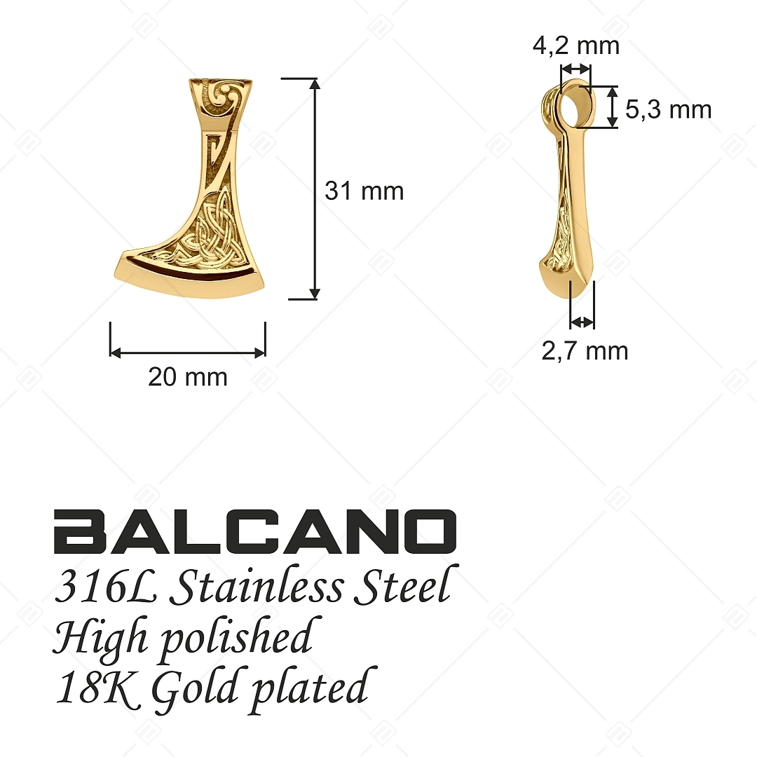 BALCANO - Ax / Nemesacél kelta mintás fejsze medál 18K arany bevonattal (242263BC88)