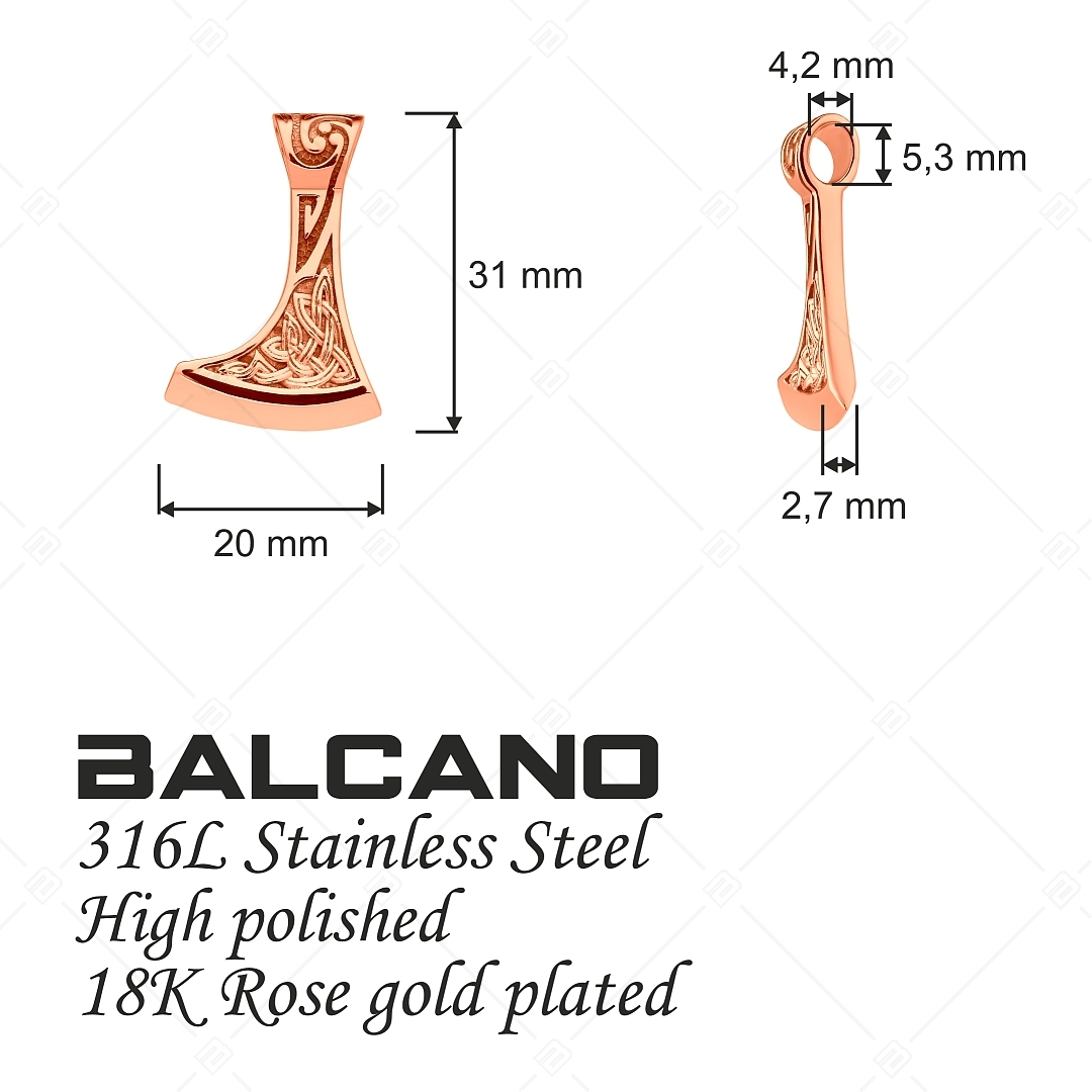 BALCANO - Ax / Nemesacél kelta mintás fejsze medál 18K rozé arany bevonattal (242263BC96)