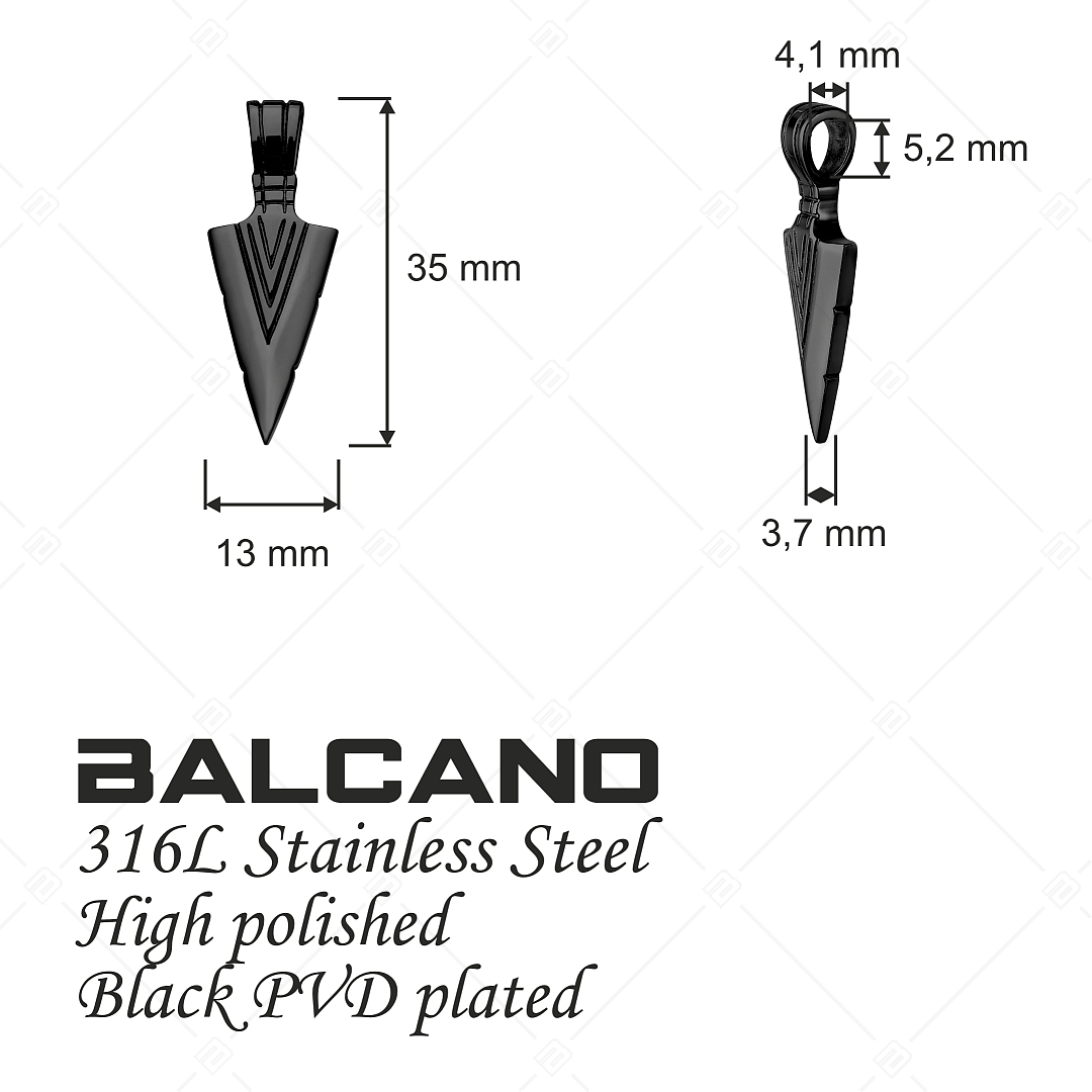 BALCANO - Arrow / Nemesacél nyílhegy medál magasfényű polírozással és fekete PVD bevonattal (242267BC11)