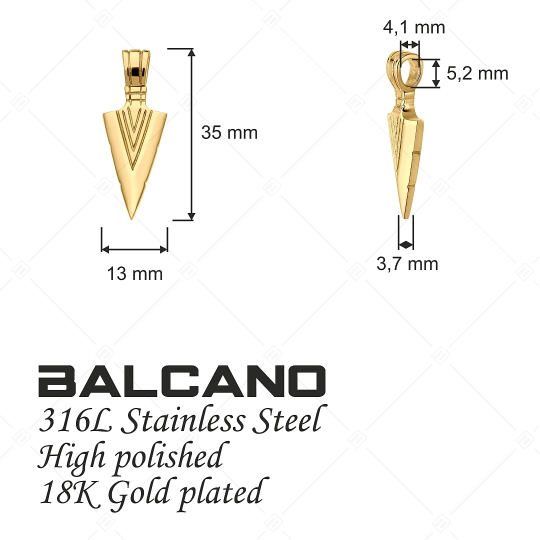 BALCANO - Arrow / Nemesacél nyílhegy medál magasfényű polírozással és 18K arany bevonattal (242267BC88)