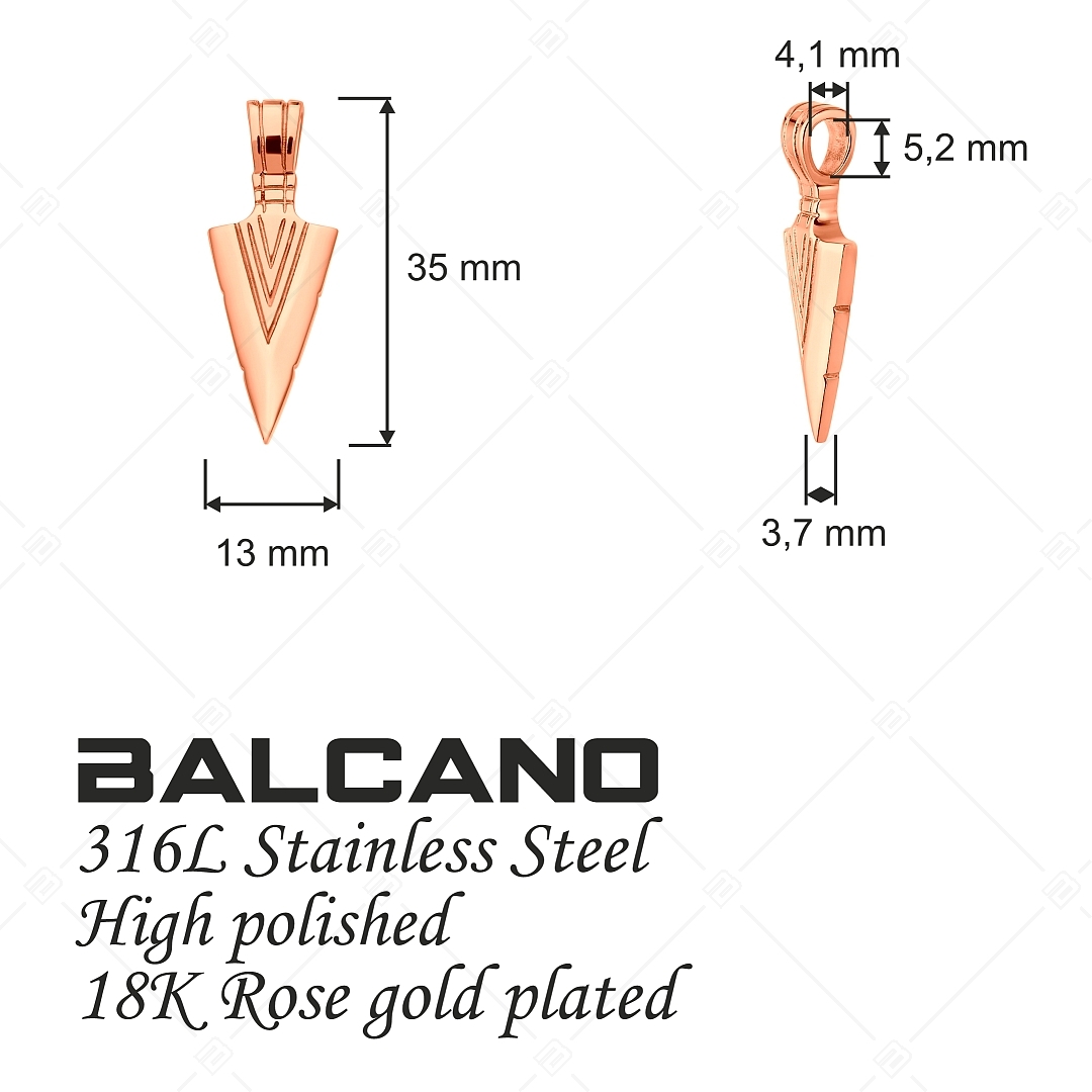 BALCANO - Arrow / Nemesacél nyílhegy medál magasfényű polírozással és 18K rozé arany bevonattal (242267BC96)