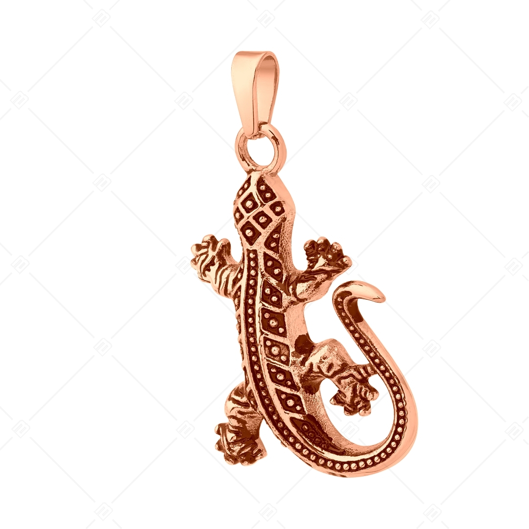 BALCANO - Gecko / Gyík alakú nemesacél medál 18K rozé arany bevonattal (242270BC96)