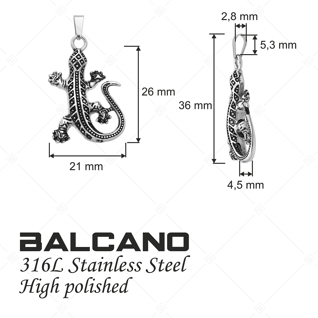 BALCANO - Gecko / Gyík alakú nemesacél medál magasfényű polírozással (242270BC97)
