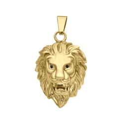 BALCANO - Lion / Oroszlánfej alakú nemesacél medál 18K arany bevonattal és cirkóniával