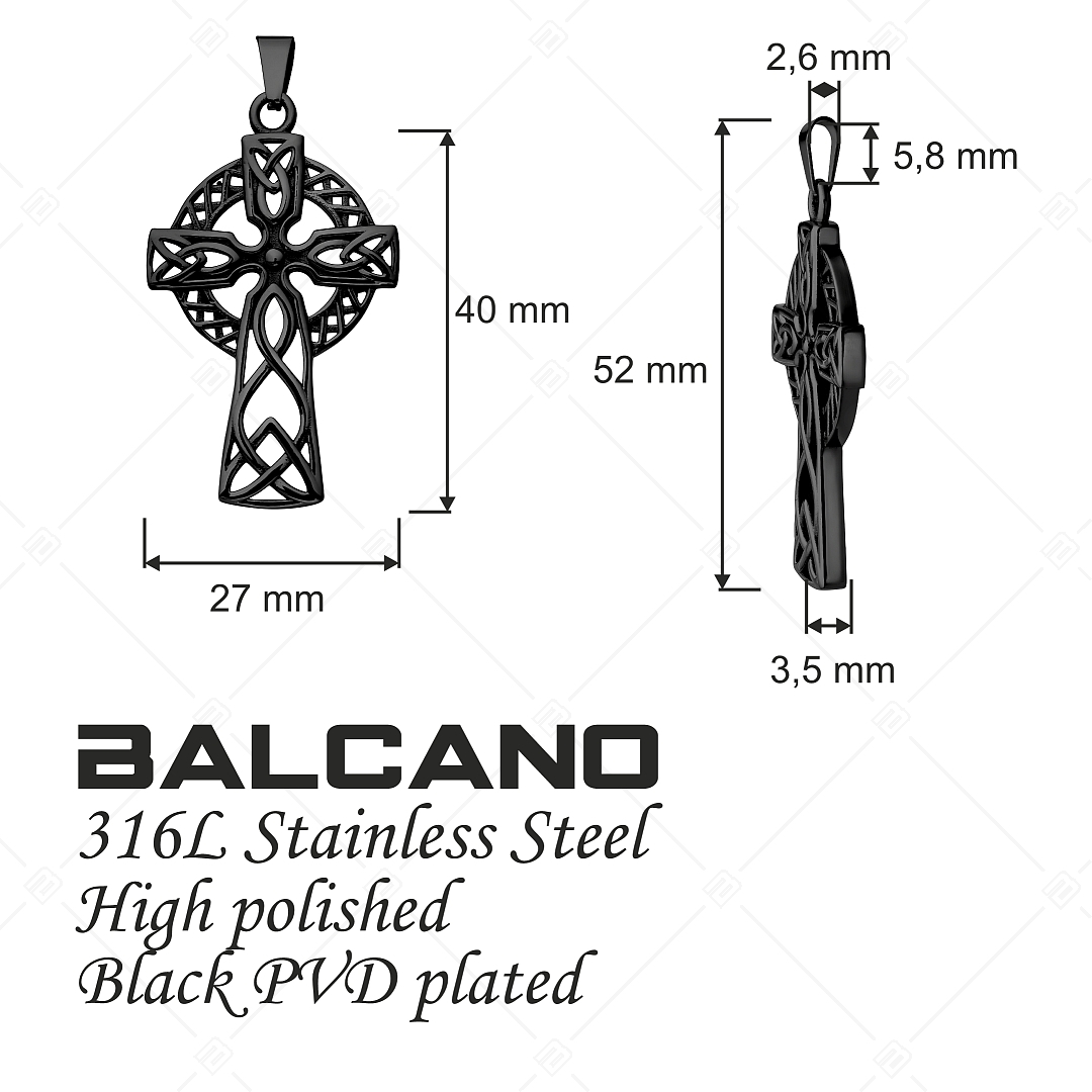 BALCANO - Celtic Cross / Kelta kereszt nemesacél medál fekete PVD bevonattal (242276BC11)