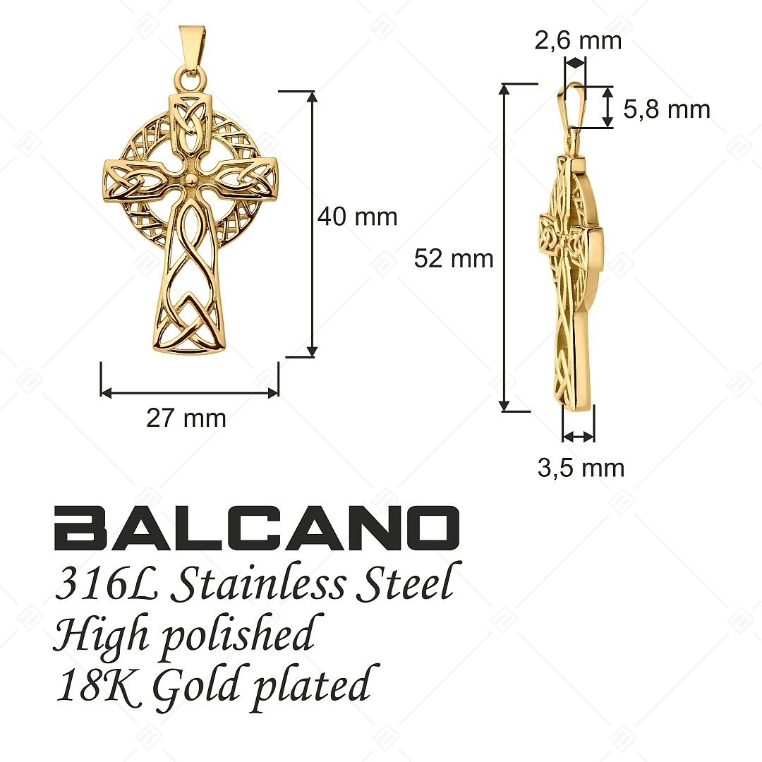 BALCANO - Celtic Cross / Kelta kereszt nemesacél medál 18K arany bevonattal (242276BC88)