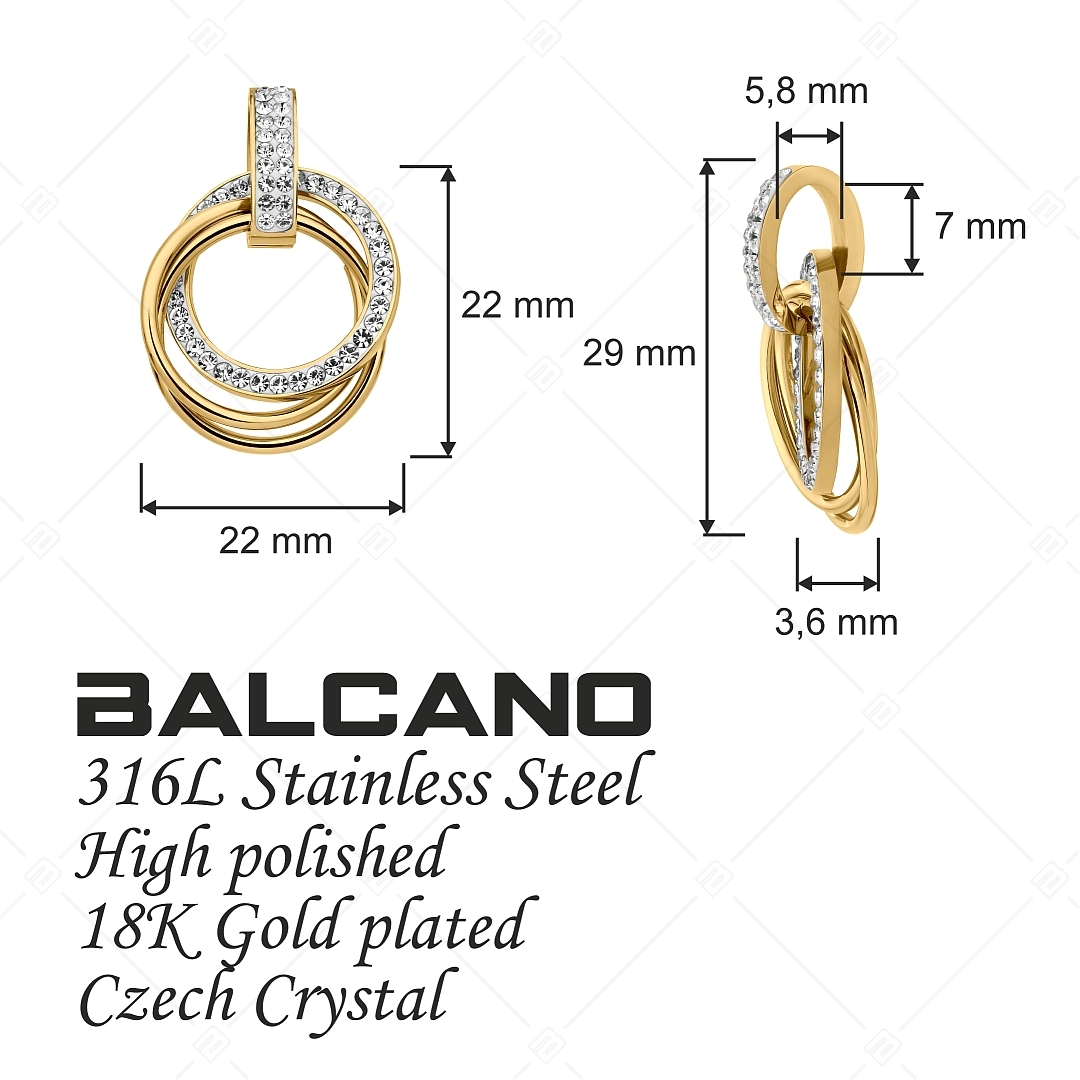BALCANO - Christine / Egyedi nemesacél medál kristályokkal és 18K arany bevonattal (242279BC88)