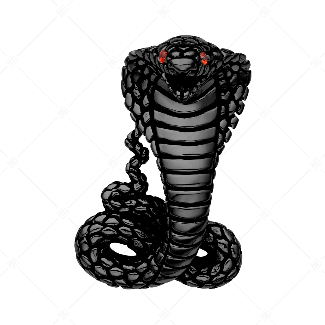 BALCANO - Cobra / Nemesacél kobra medál cirkónia drágakövekkel és fekete PVD bevonattal (242281BC11)