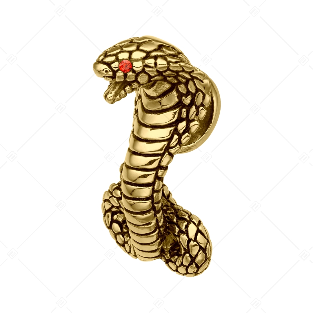 BALCANO - Cobra / Nemesacél kobra medál cirkónia drágakövekkel és 18K arany bevonattal (242281BC88)