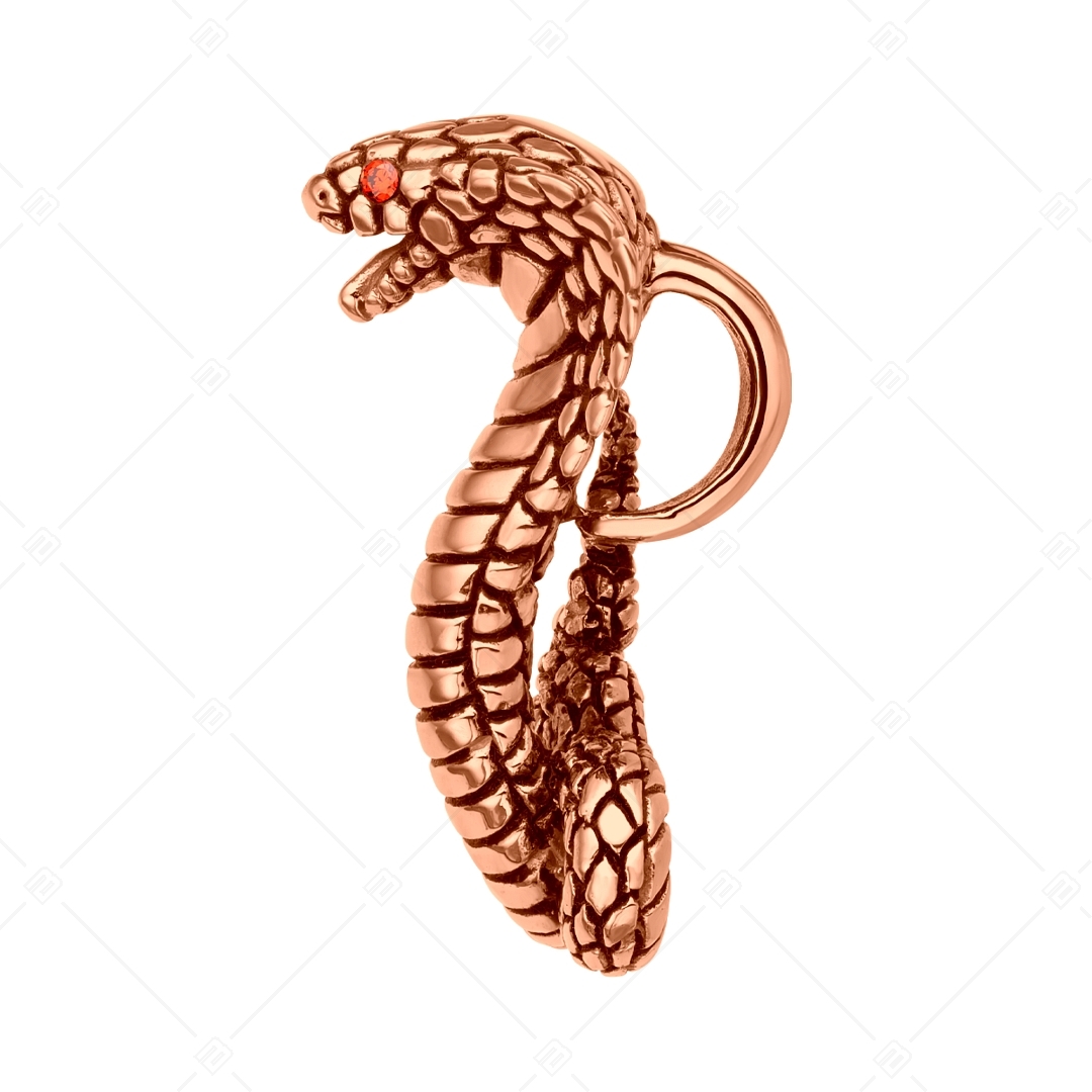 BALCANO - Cobra / Nemesacél kobra medál cirkónia drágakövekkel és 18K rozé arany bevonattal (242281BC96)