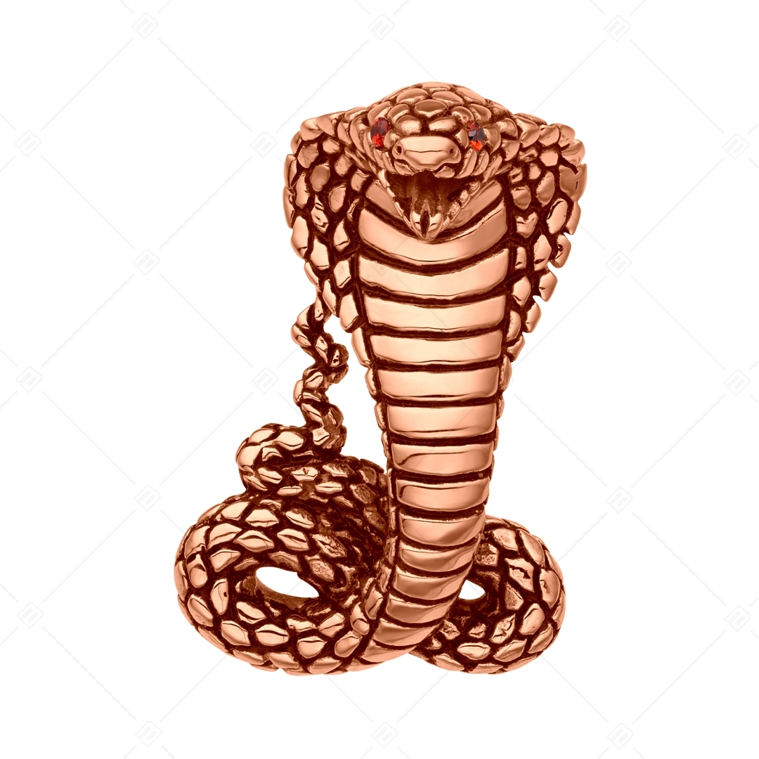 BALCANO - Cobra / Nemesacél kobra medál cirkónia drágakövekkel és 18K rozé arany bevonattal (242281BC96)