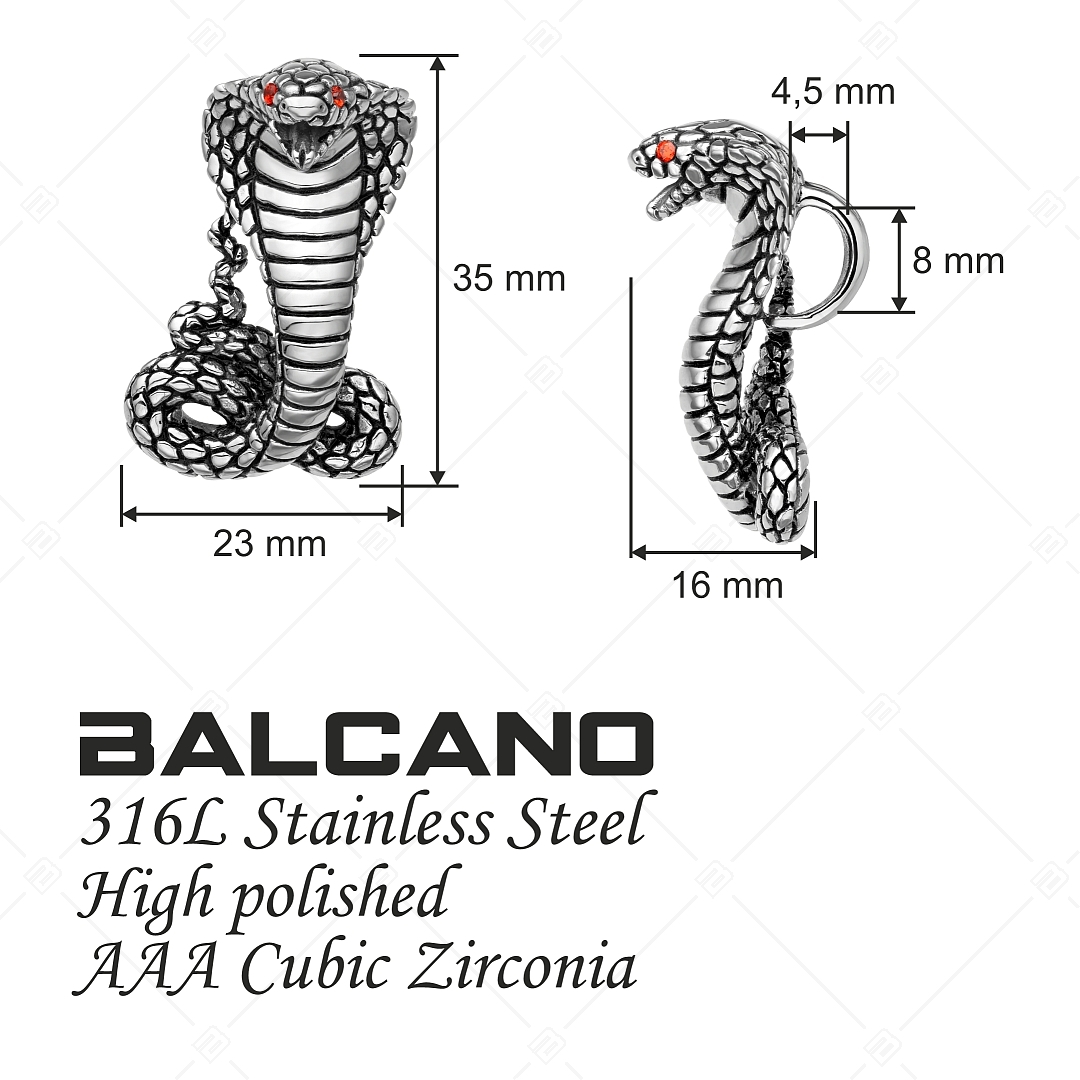 BALCANO - Cobra / Nemesacél kobra medál cirkónia drágakövekkel és magasfényű polírozással (242281BC97)