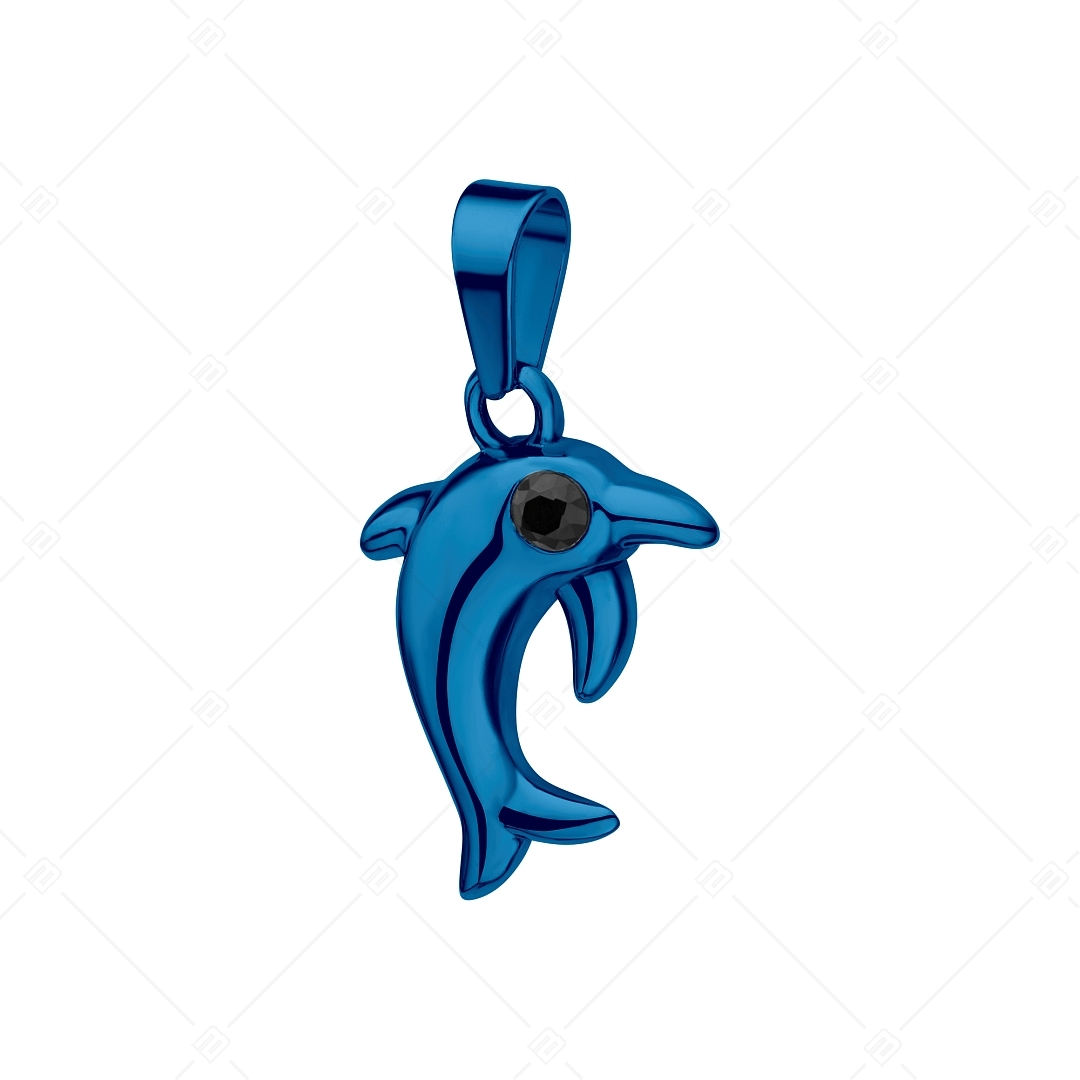 BALCANO - Dolphin / Nemesacél delfin medál cirkónia drágakövekkel és kék PVD bevonattal (242282BC44)