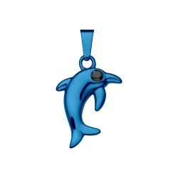 BALCANO - Dolphin / Nemesacél delfin medál cirkónia drágakövekkel és kék PVD bevonattal