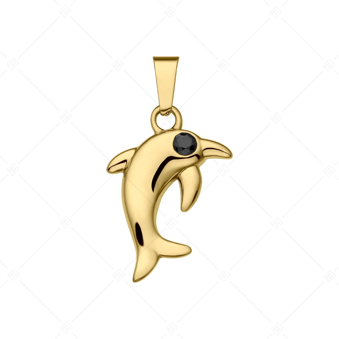 BALCANO - Dolphin / Nemesacél delfin medál cirkónia drágakövekkel és 18K arany bevonattal (242282BC88)