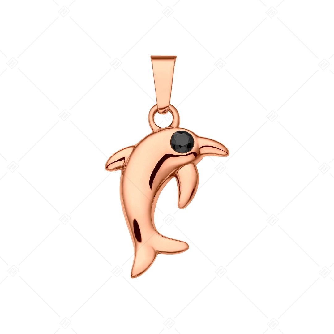 BALCANO - Dolphin / Nemesacél delfin medál cirkónia drágakövekkel és 18K rozé arany bevonattal (242282BC96)