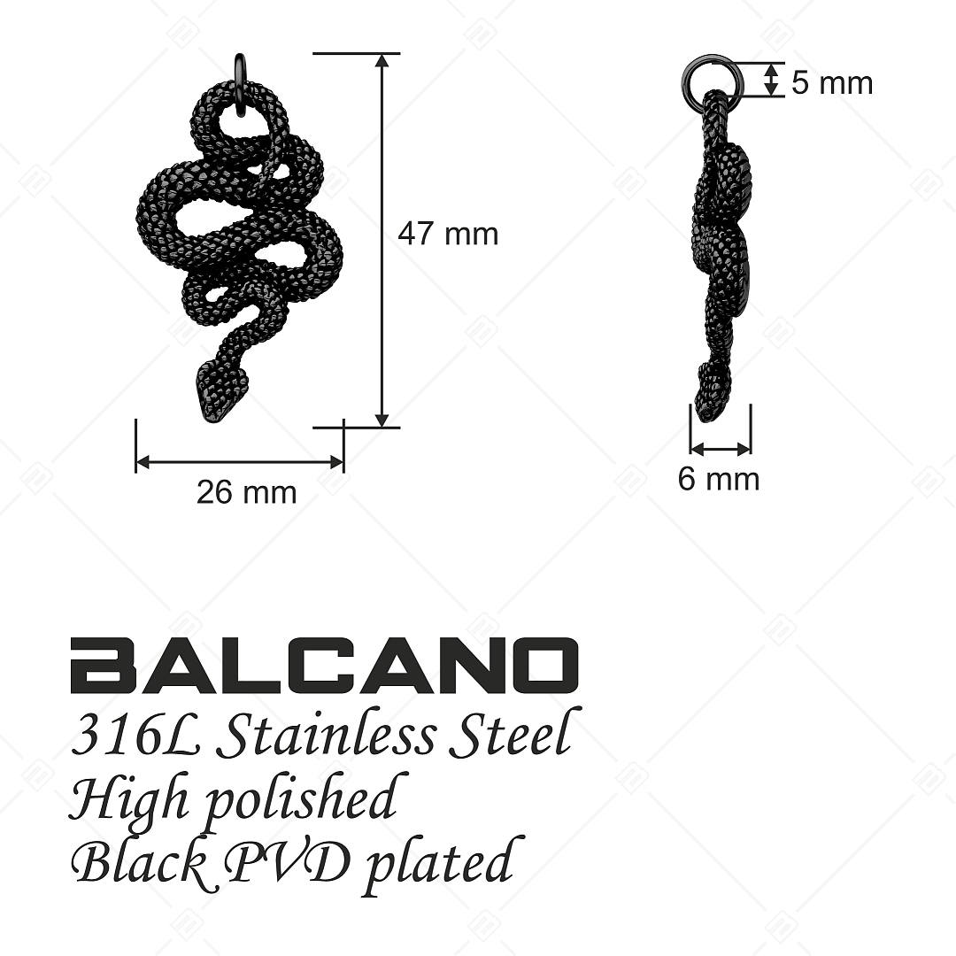BALCANO - Serpent / Nemesacél kígyó medál fekete PVD bevonattal (242283BC11)