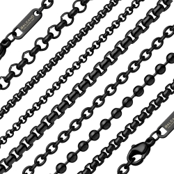 BALCANO - Fekete króm bevonatú nemesacél nyakláncok és karláncok – kedvezményes csomagajánlat