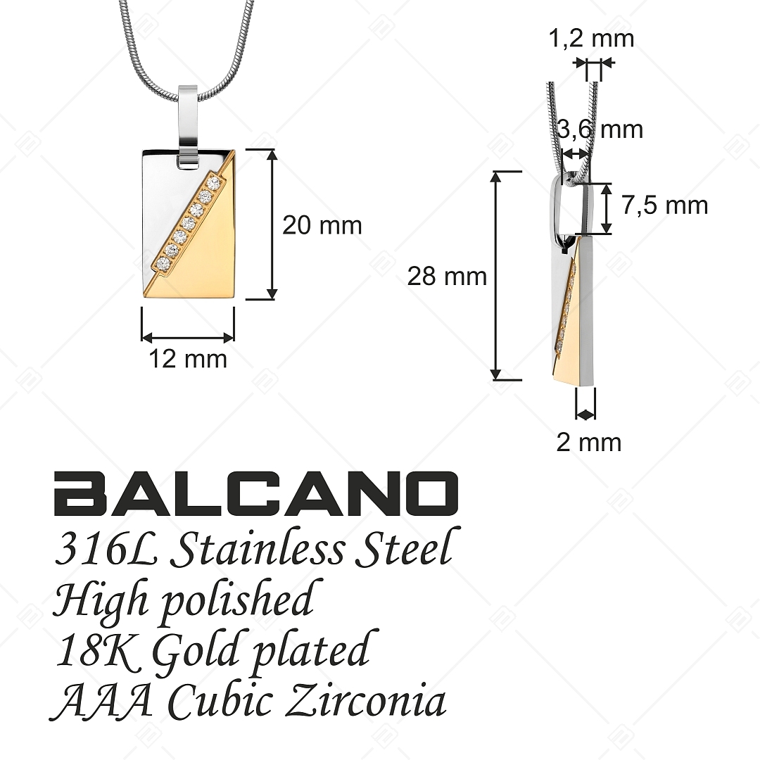 BALCANO - Regal / Nemesacél medálos nyaklánc 18K arany bevonattal és cirkónia drágakövekkel (312012ZY00)