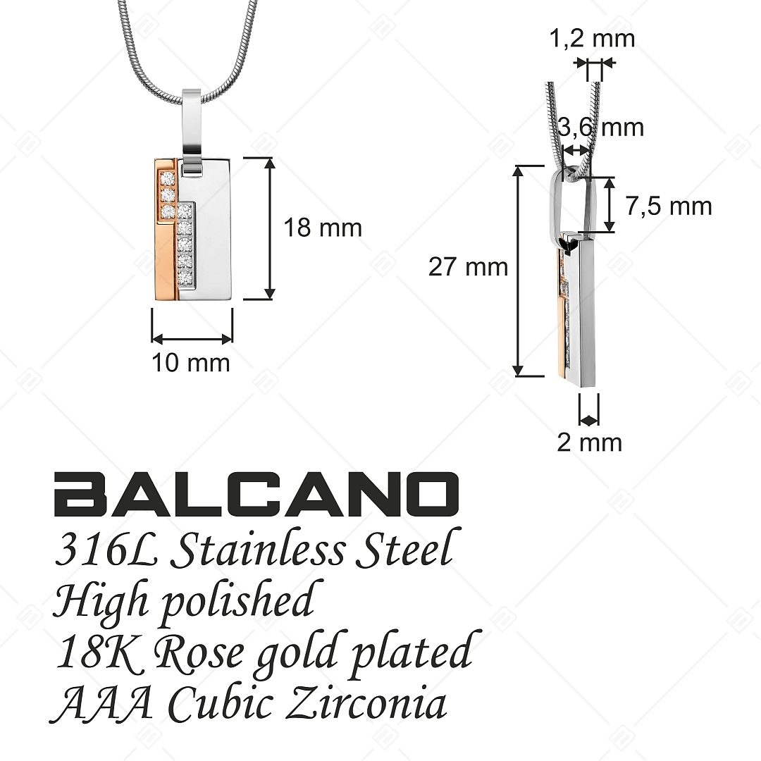 BALCANO - Aurora / Nemesacél medálos nyaklánc 18K rozé arany bevonattal, cirkónia drágakövekkel (312013ZY00)