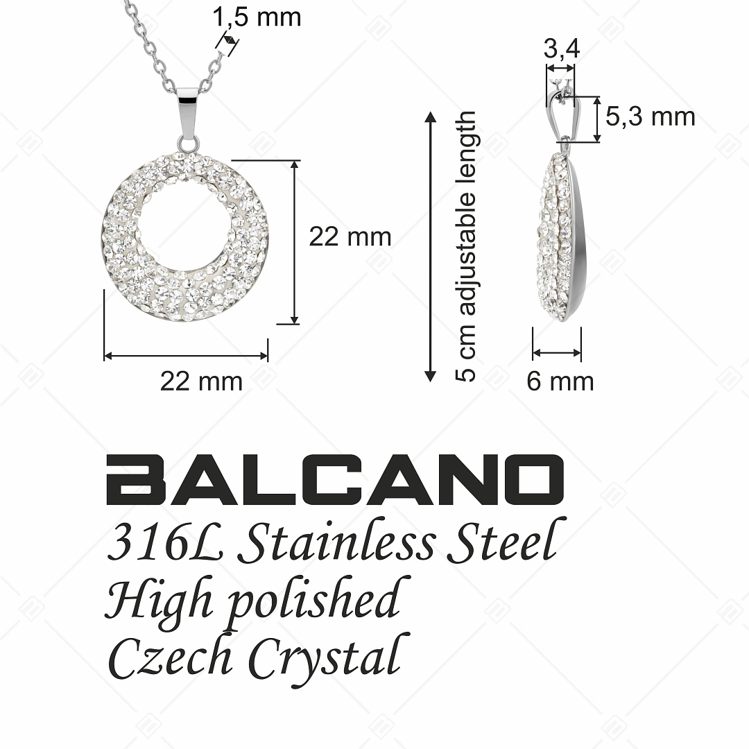 BALCANO - Sole / Kerek medálos nemesacél nyaklánc kristályokkal (341001BC00)