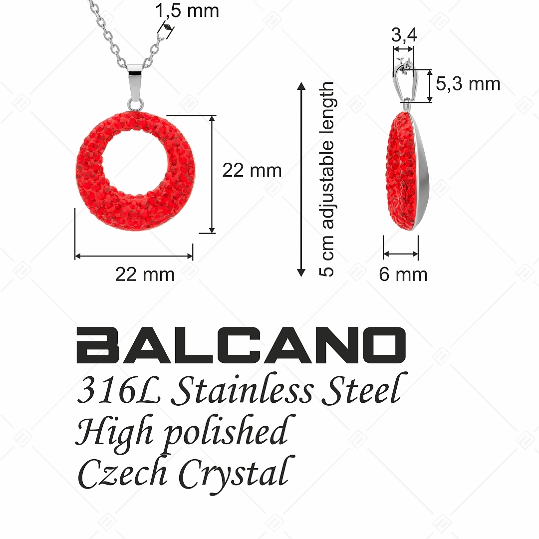 BALCANO - Sole / Kerek medálos nemesacél nyaklánc kristályokkal (341001BC22)