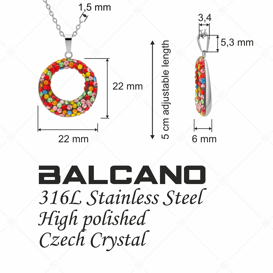 BALCANO - Sole / Kerek medálos nemesacél nyaklánc kristályokkal (341001BC89)
