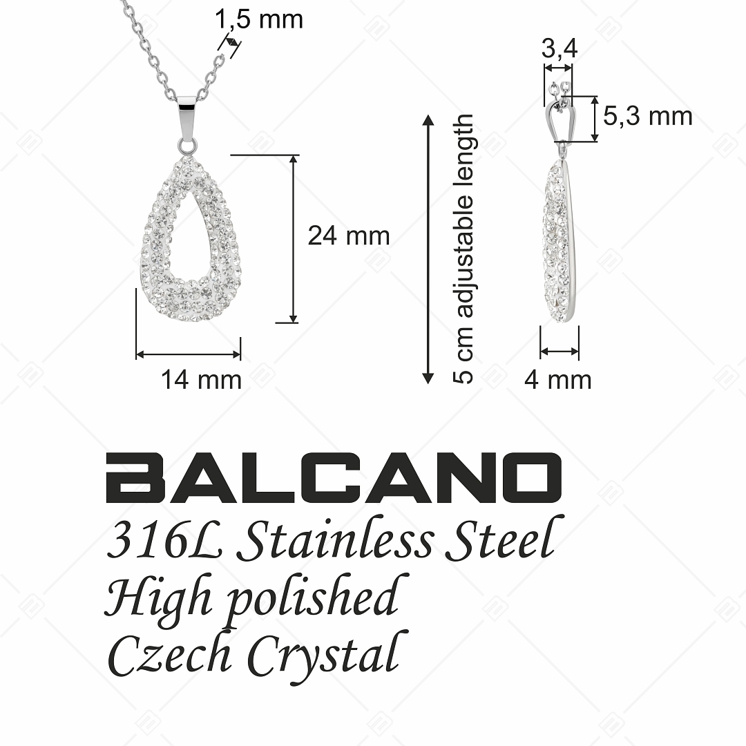 BALCANO - Goccia / Nemesacél nyaklánc csepp alakú kristály medállal (341002BC00)
