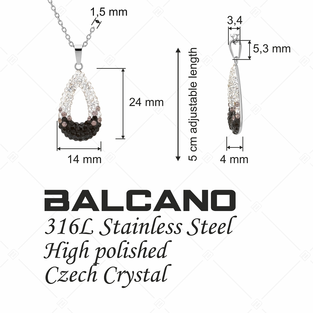 BALCANO - Goccia / Nemesacél nyaklánc csepp alakú kristály medállal (341002BC01)