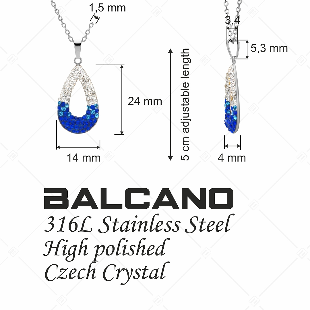 BALCANO - Goccia / Nemesacél nyaklánc csepp alakú kristály medállal (341002BC04)