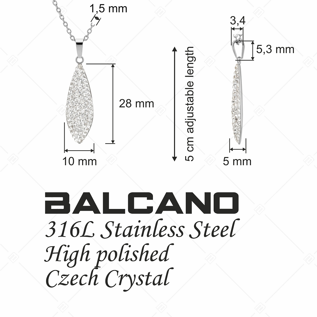 BALCANO - Avena / Nemesacél nyaklánc zabszem formájú kristály medállal (341003BC00)