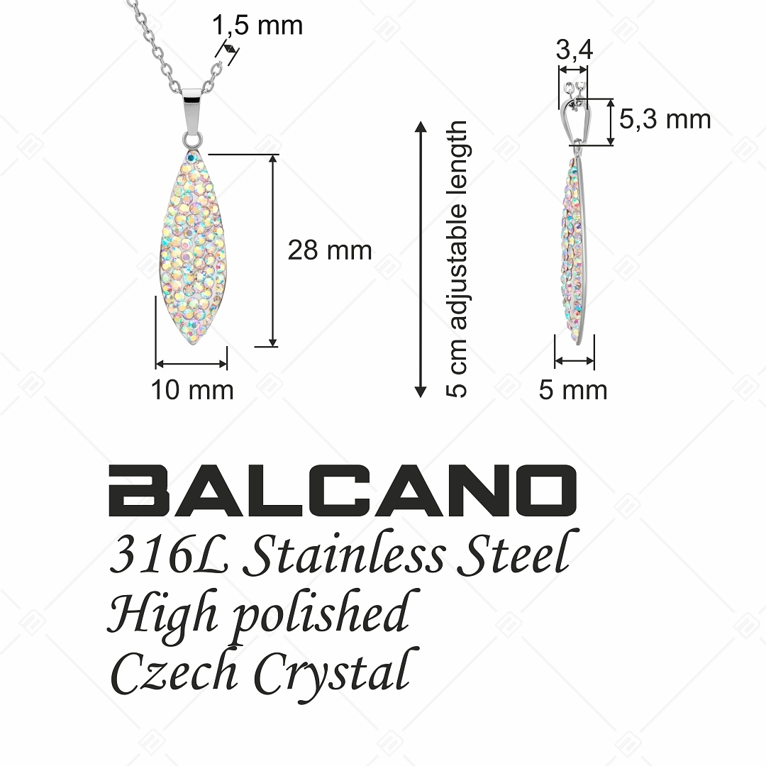 BALCANO - Avena / Nemesacél nyaklánc zabszem formájú kristály medállal (341003BC09)
