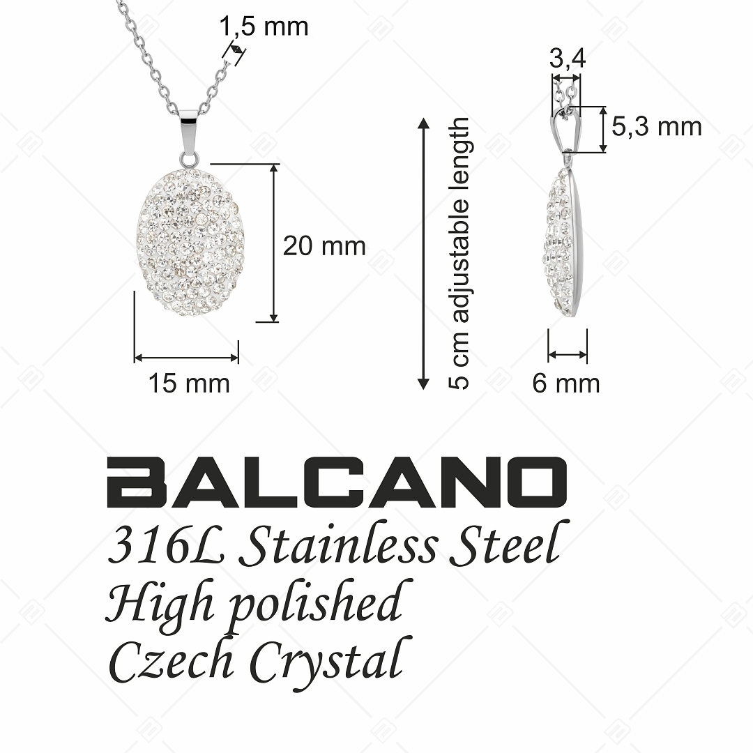 BALCANO - Oliva / Nemesacél nyaklánc ovális kristály medállal (341004BC00)