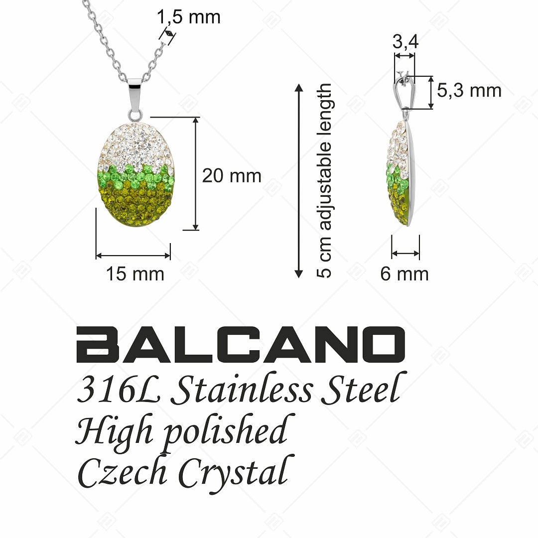 BALCANO - Oliva / Nemesacél nyaklánc ovális kristály medállal (341004BC03)