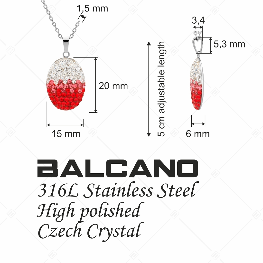 BALCANO - Oliva / Nemesacél nyaklánc ovális kristály medállal (341004BC93)