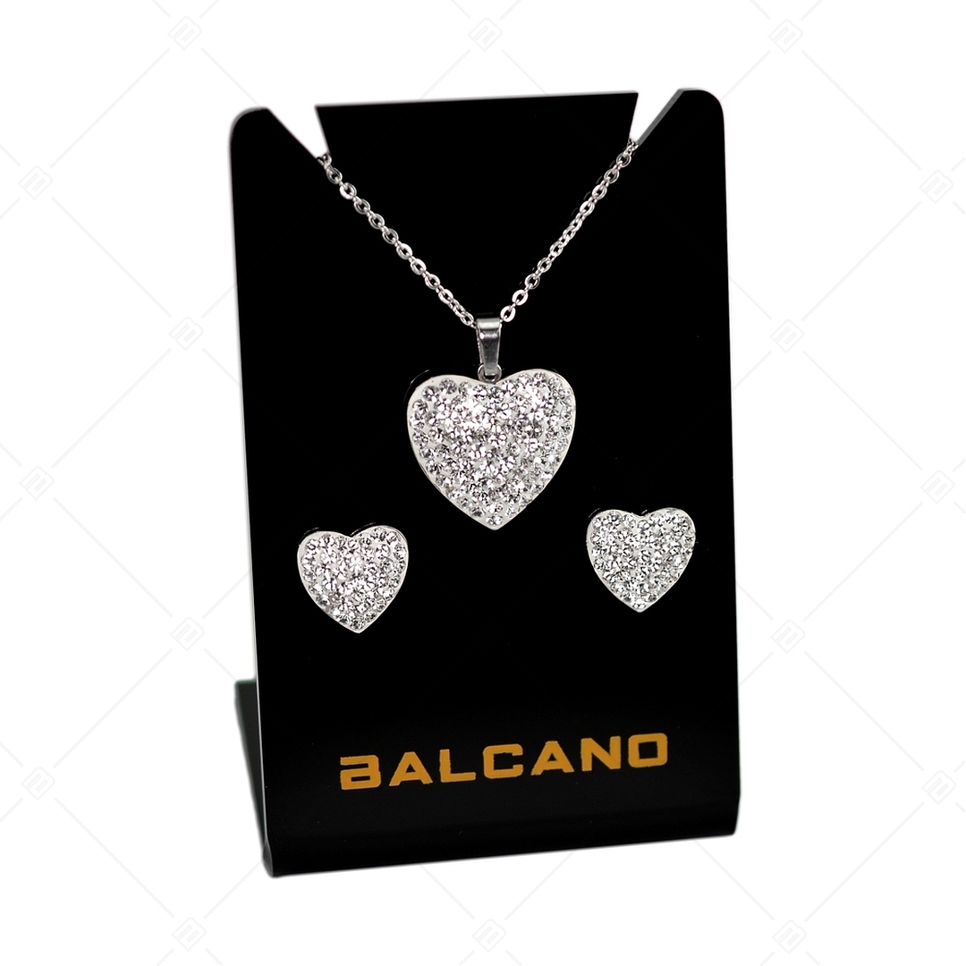 BALCANO - Cuore / Nemesacél nyaklánc szív alakú kristály medállal (341005BC00)