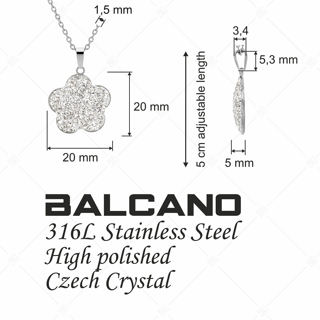 BALCANO - Fiore / Nemesacél nyaklánc virág formájú kristály medállal (341006BC00)