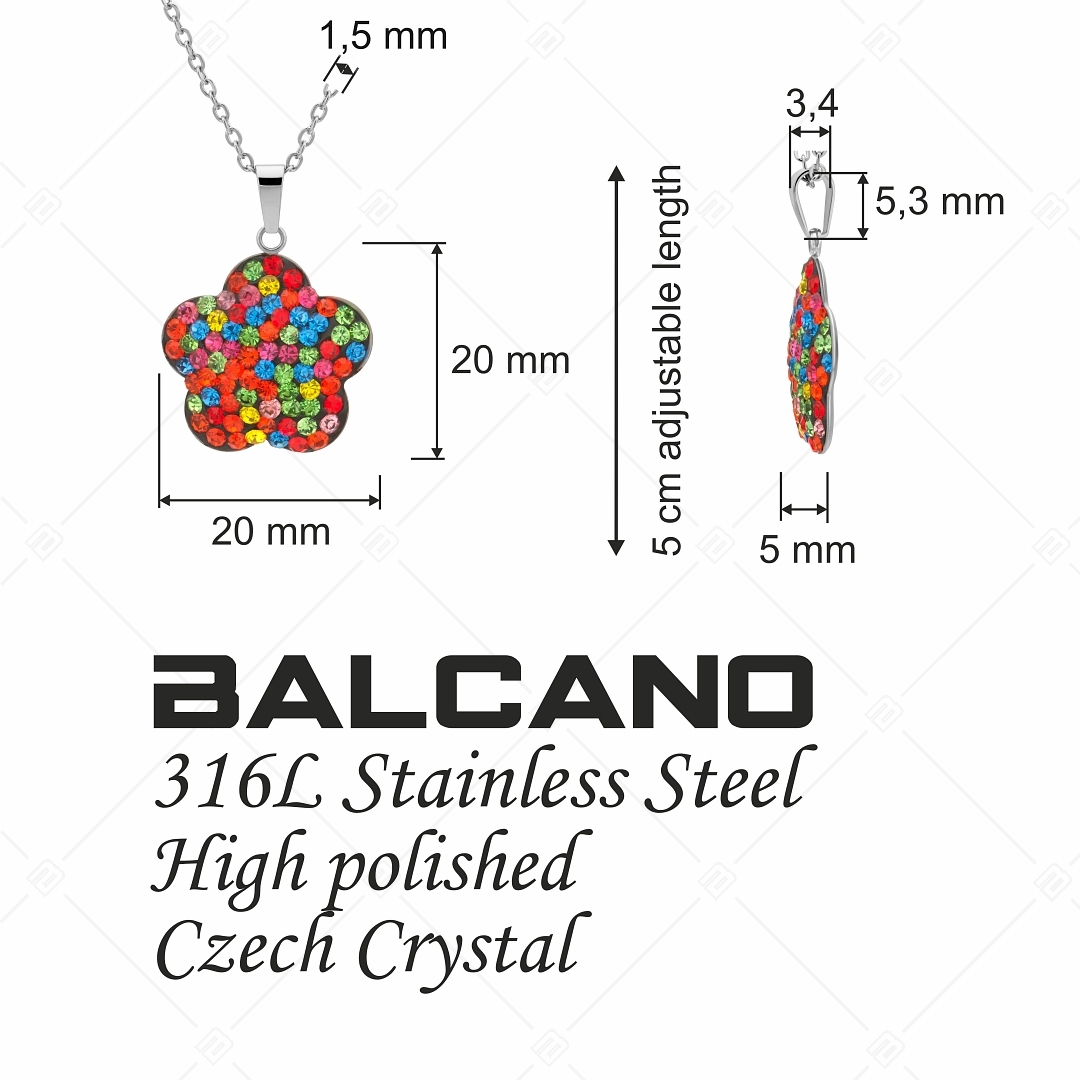 BALCANO - Fiore / Nemesacél nyaklánc virág formájú kristály medállal (341006BC89)