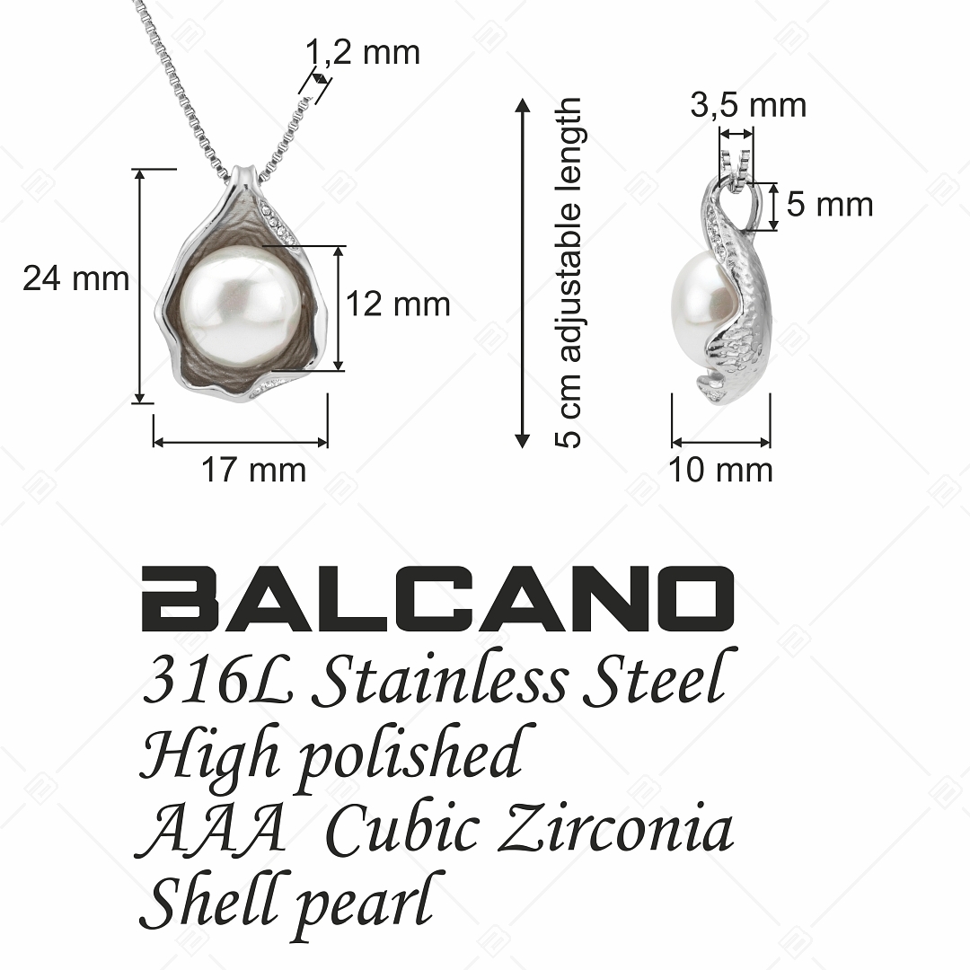 BALCANO - Marina / Nemesacél nyaklánc kagylóhéj alakú kagylógyöngy medállal (341102BC00)