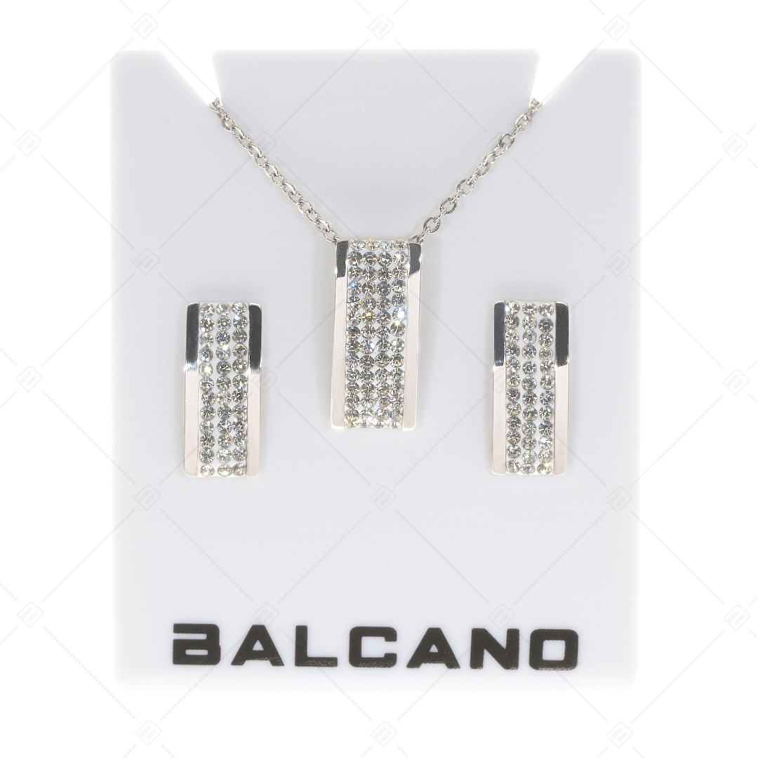 BALCANO - Giulia / Nemesacél nyaklánc téglalap alakú kristály medállal és magasfényű polírozással (341105BC97)