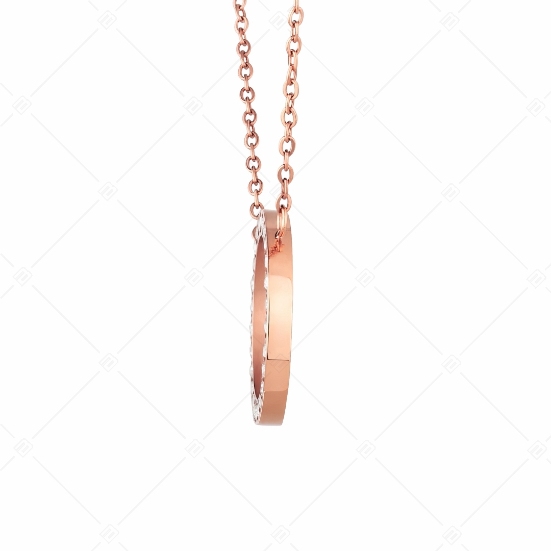 BALCANO - Veronic / Nemesacél nyaklánc kerek cirkónia drágaköves medállal és 18K rozé arany bevonattal (341106BC96)